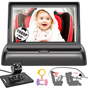 Shybaby Baby Car Camera Monitor with Handbell Toy 